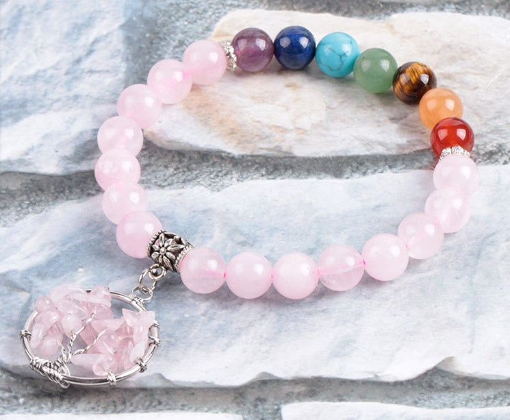 Pink Crystal Beaded Bracelet