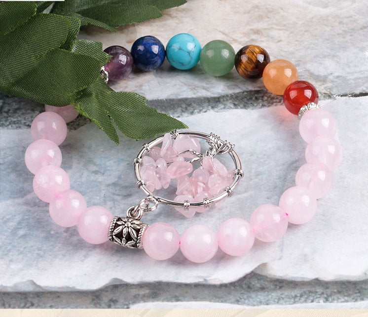 Pink Crystal Beaded Bracelet