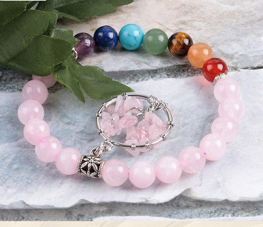 Pink Crystal Beaded Bracelet