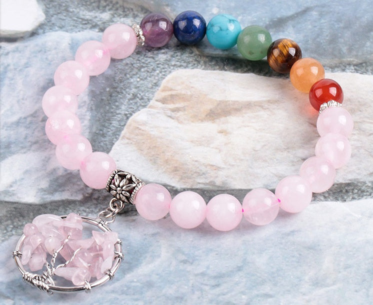 Pink Crystal Beaded Bracelet