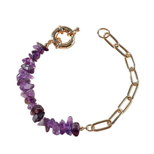 Rough Stone Crystal Amethyst Stone Chain Bracelet