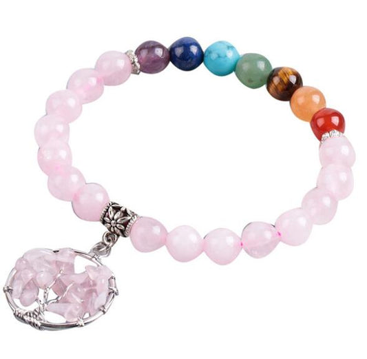 Pink Crystal Beaded Bracelet