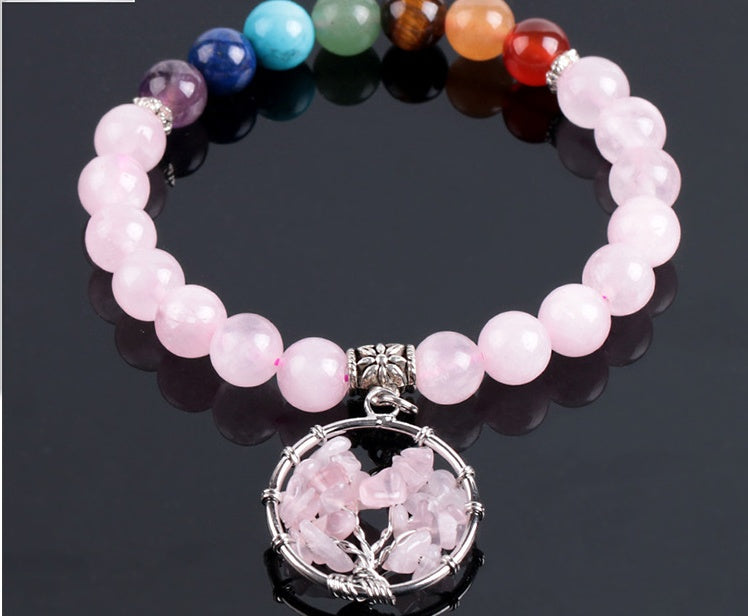 Pink Crystal Beaded Bracelet